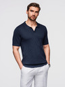 Ombre Clothing Мъжка поло тениска без копчета - тъмносиня