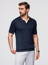Ombre Clothing Мъжка поло тениска без копчета - тъмносиня