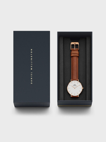 Daniel Wellington Кафяви дамски часовник с кожена каишка Daniel Wellington Petite Durham