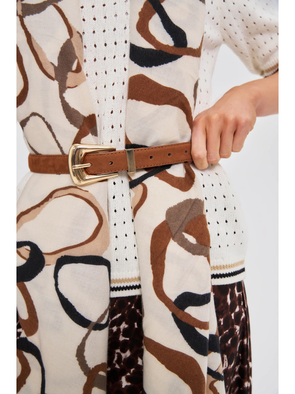 Moodo Кафяв дамски колан със златни детайли Moodo