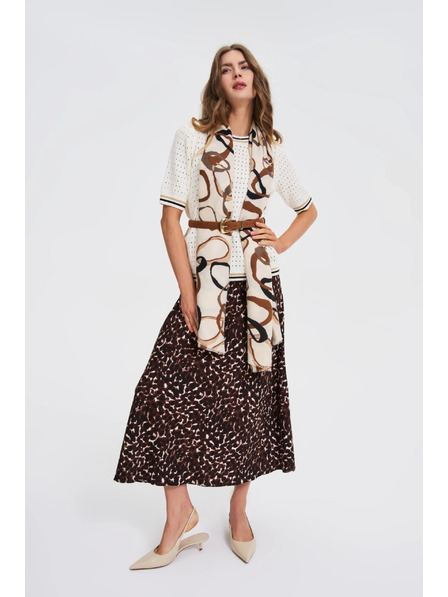 Moodo Кафяв дамски колан със златни детайли Moodo