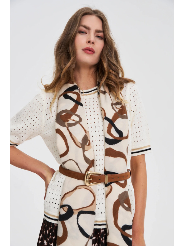 Moodo Кафяв дамски колан със златни детайли Moodo