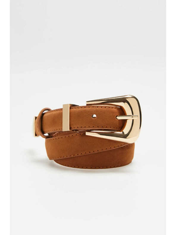 Moodo Кафяв дамски колан със златни детайли Moodo