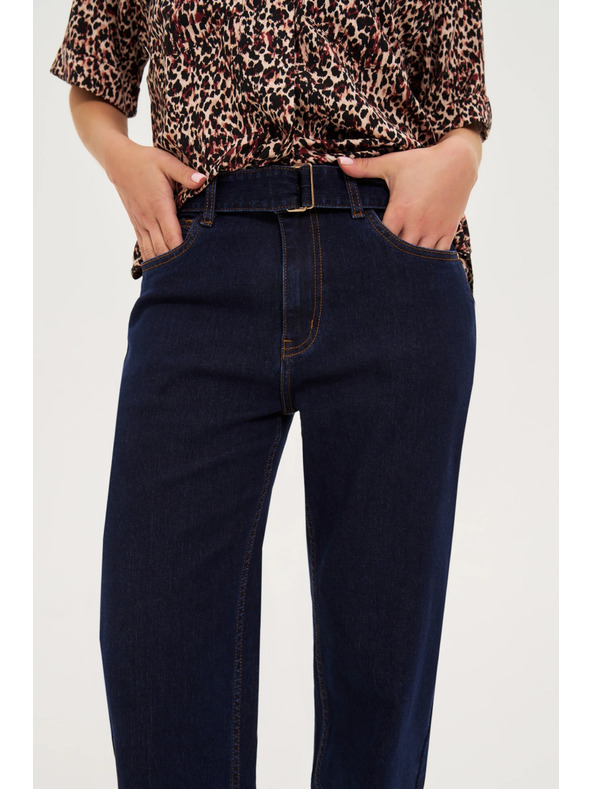 Moodo Тъмносини дънки с колан Moodo