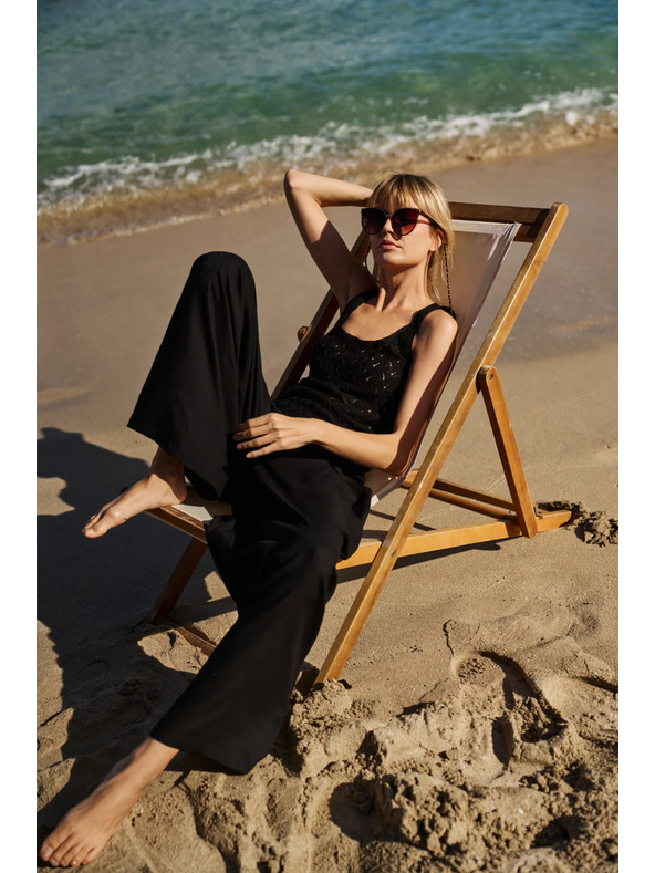 Moodo Дамски свободни панталони Moodo - черни