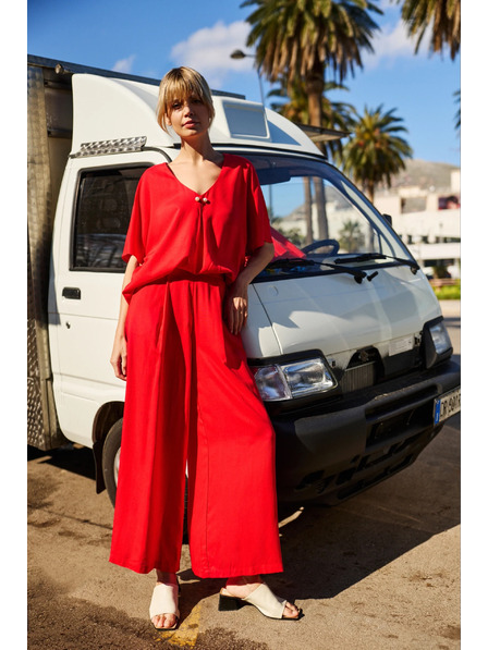 Moodo Дамски свободни панталони Moodo - червени