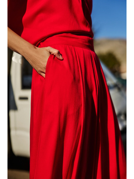 Moodo Дамски свободни панталони Moodo - червени