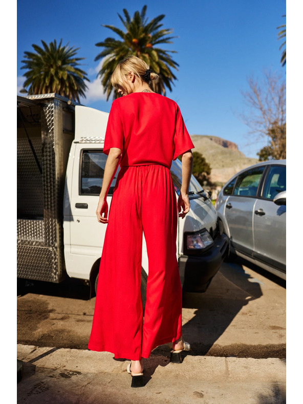 Moodo Дамски свободни панталони Moodo - червени