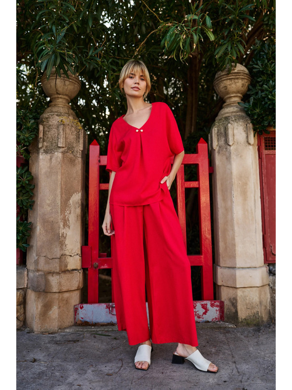 Moodo Дамски свободни панталони Moodo - червени