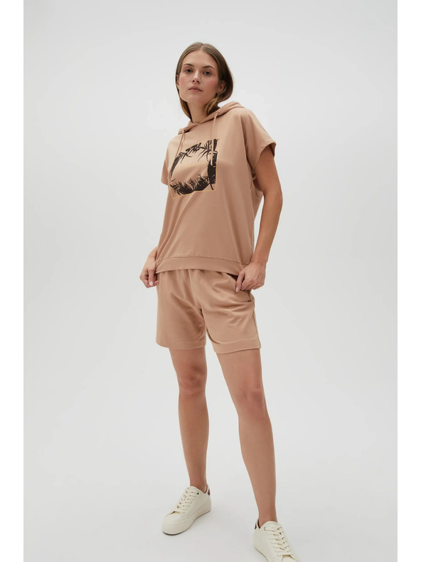 Moodo Дамски къси панталони Moodo - кафяви