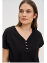 Moodo Дамска черна блуза с декоративни копчета