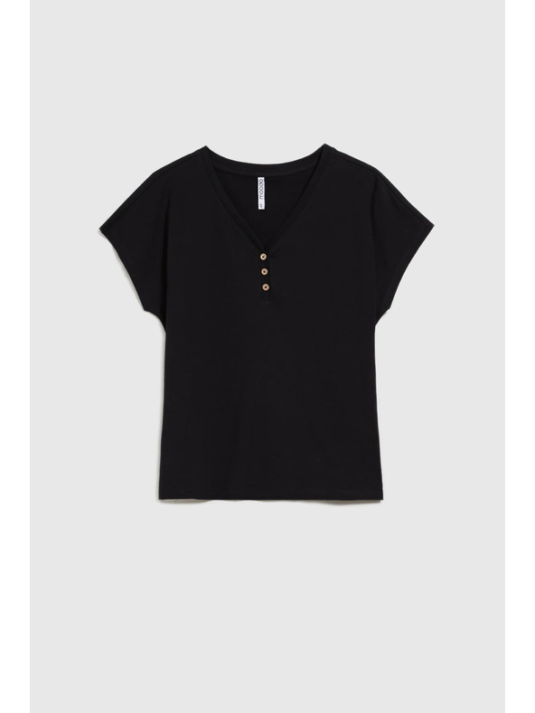 Moodo Дамска черна блуза с декоративни копчета