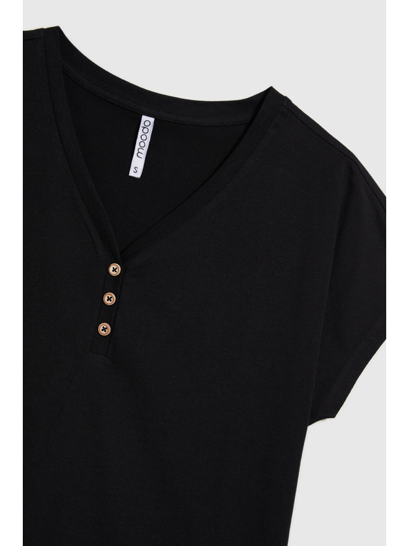 Moodo Дамска черна блуза с декоративни копчета