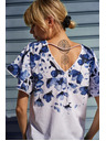 Moodo Бяла блуза със сини цветя