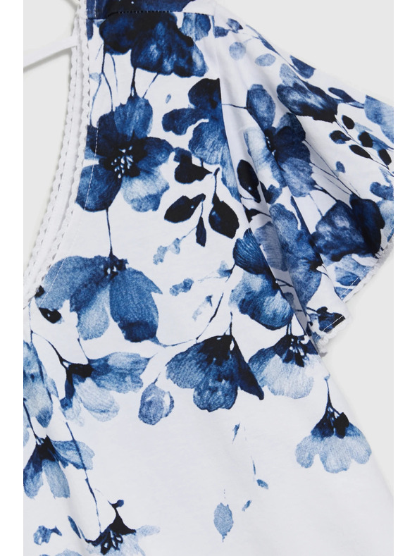 Moodo Бяла блуза със сини цветя