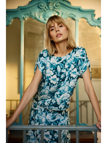 Moodo Синьо-зелена щампована дамска риза