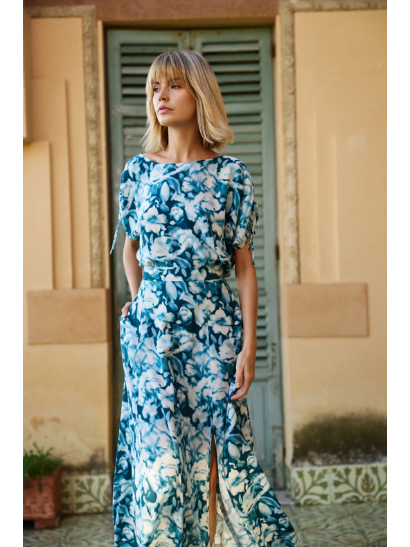 Moodo Синьо-зелена щампована дамска риза