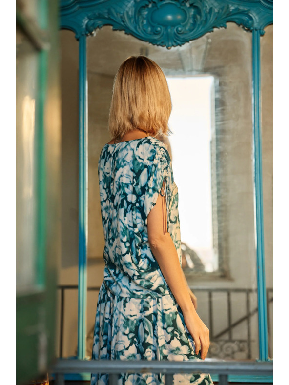 Moodo Синьо-зелена щампована дамска риза