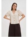 Moodo Бежова дамска риза с къс ръкав