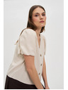 Moodo Бежова дамска риза с къс ръкав