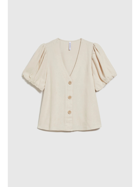 Moodo Бежова дамска риза с къс ръкав