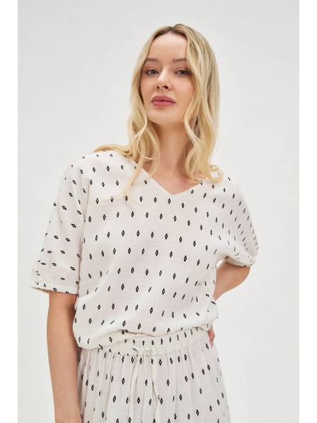 Moodo Бяла щампована блуза