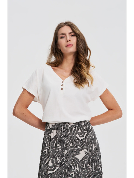 Moodo Бяла блуза с декоративни копчета