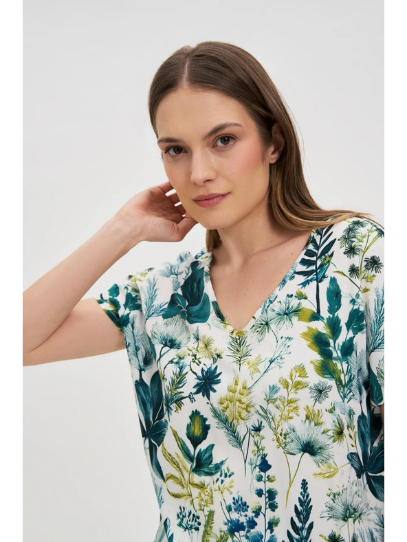 Moodo Флорален топ с V-образно деколте