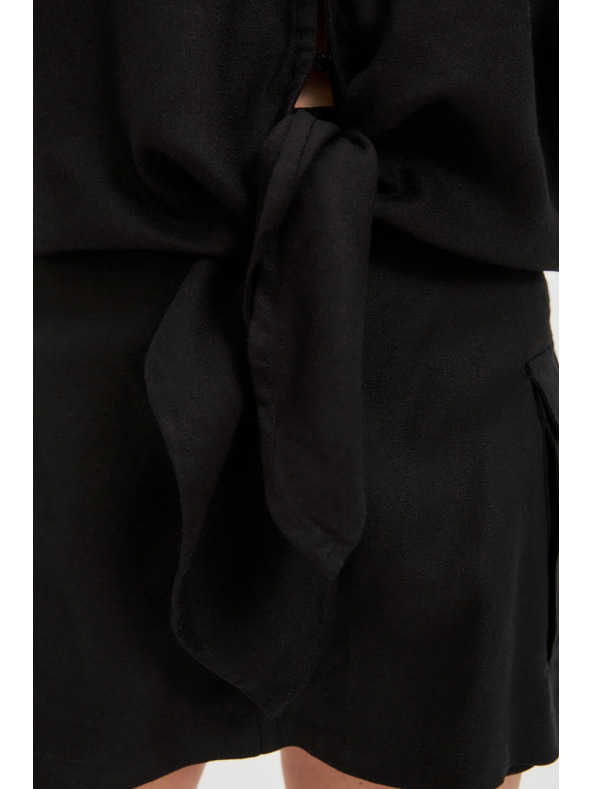 Moodo Дамски черен топ със завързване