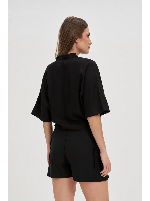 Moodo Дамски черен топ със завързване