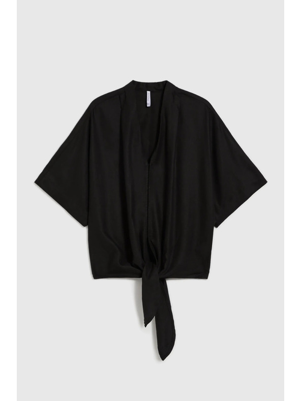 Moodo Дамски черен топ със завързване