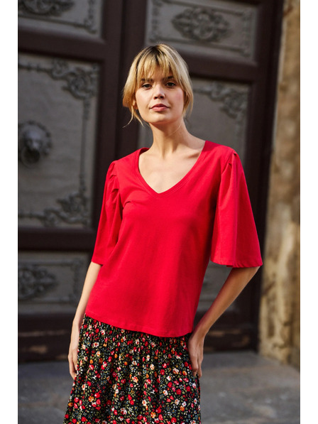 Moodo Червена блуза с широки ръкави