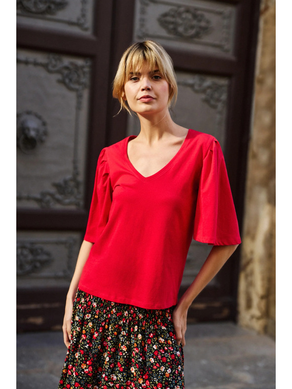 Moodo Червена блуза с широки ръкави