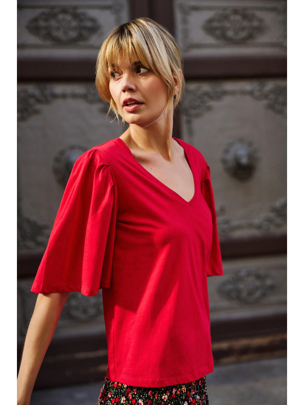 Moodo Червена блуза с широки ръкави