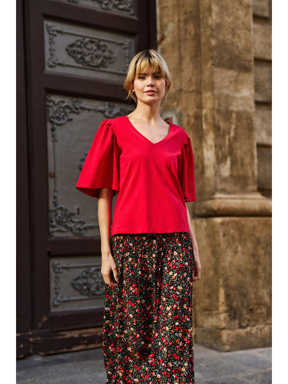 Moodo Червена блуза с широки ръкави