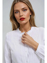Moodo Дамска бяла блуза с висока яка Moodo