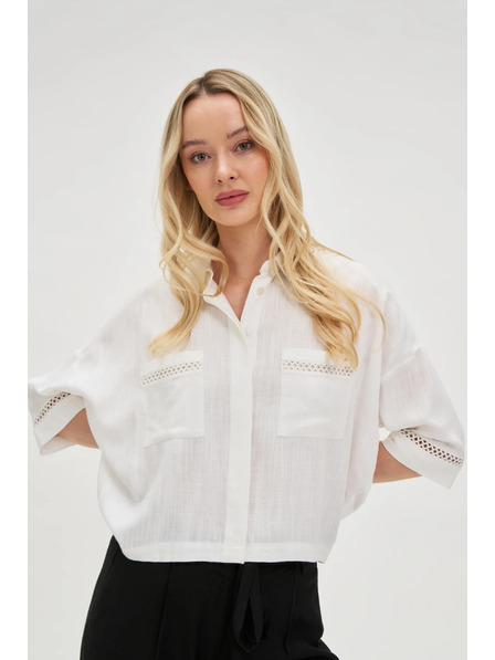 Moodo Дамски топ Moodo - бял