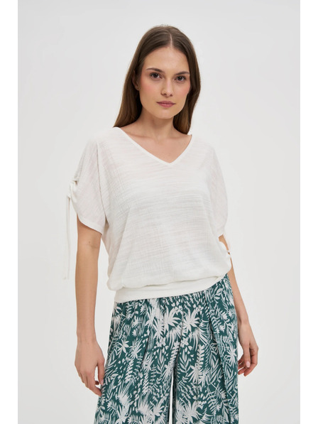 Moodo Бял топ с връзки на ръкавите