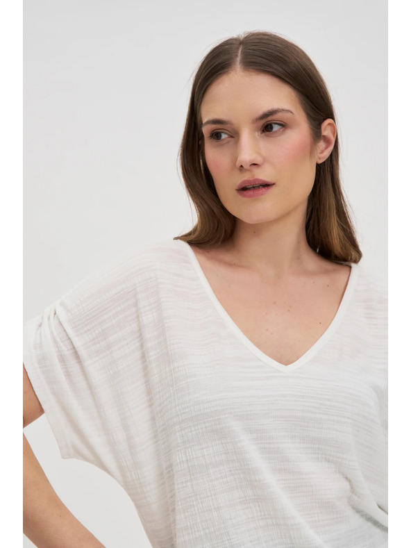 Moodo Бял топ с връзки на ръкавите