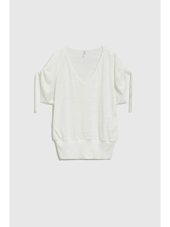 Moodo Бял топ с връзки на ръкавите