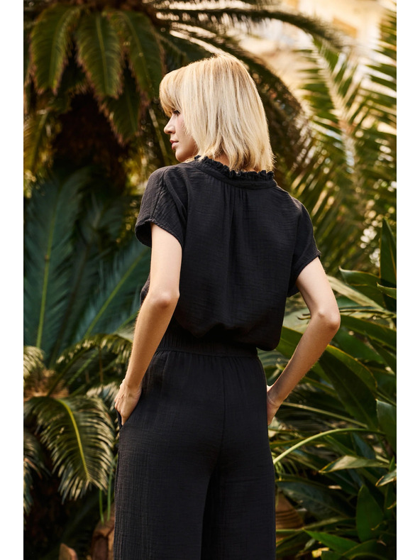 Moodo Черна памучна свободна блуза