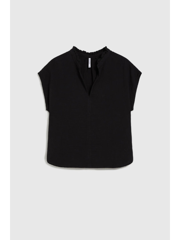 Moodo Черна памучна свободна блуза