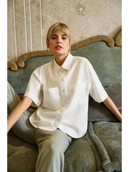 Moodo Бяла блуза с къс ръкав