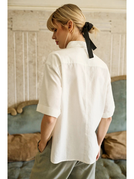 Moodo Бяла блуза с къс ръкав