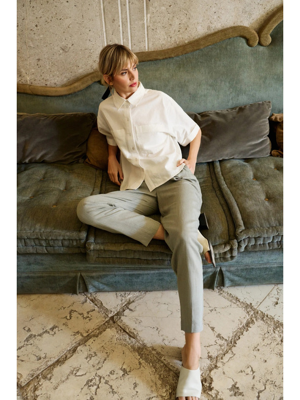 Moodo Бяла блуза с къс ръкав