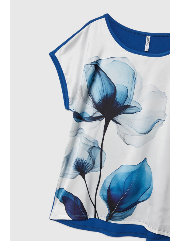 Moodo Дамска бяла блуза със сини цветя