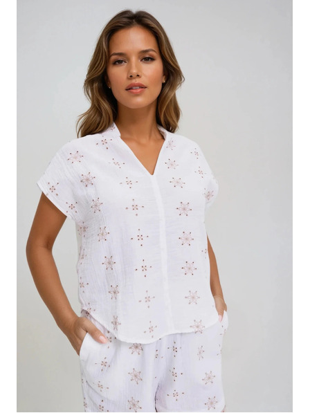 Moodo Бял щампован топ