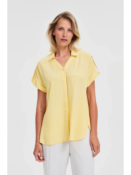 Moodo Маслено жълта блуза с къс ръкав
