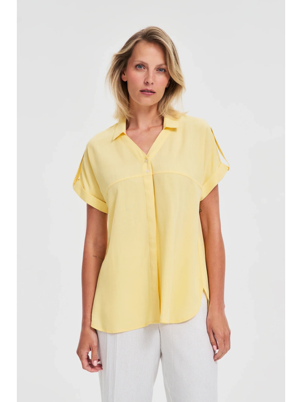 Moodo Маслено жълта блуза с къс ръкав