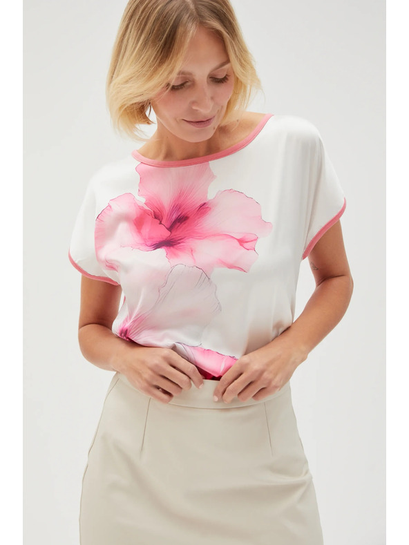 Moodo Дамска бяла блуза с цветя